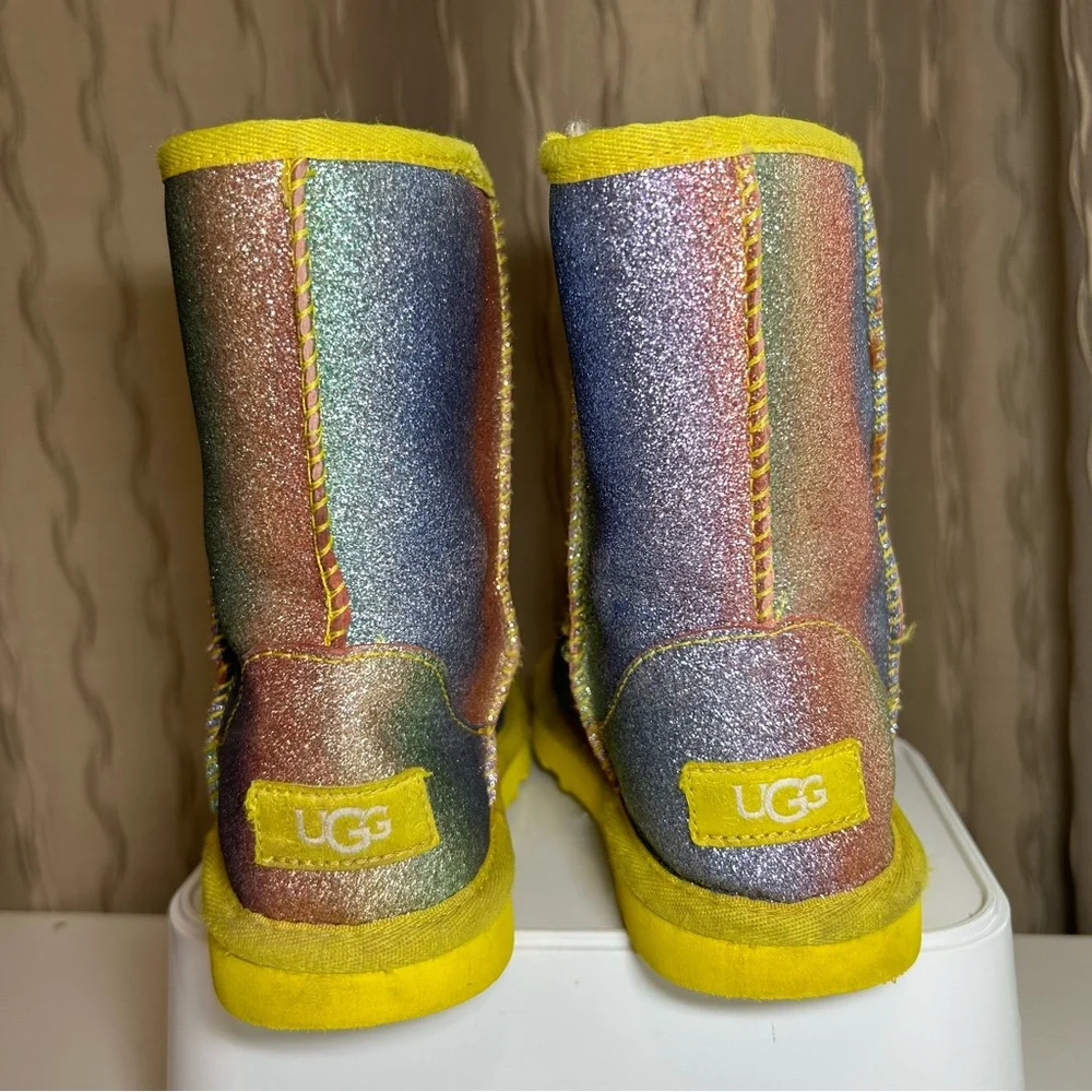 UGG Classic Short II Glitter Rainbow Little Girl's 13 Boots 1130784K